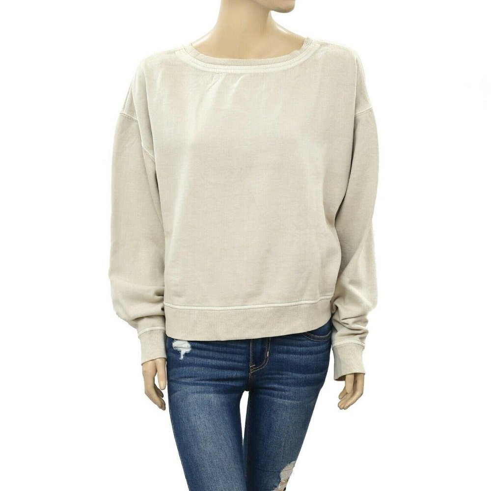 Free People Solid Pullover Top Ribbed Oversized S… - image 1